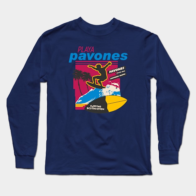 playa pavones Surf Long Sleeve T-Shirt by Alexander Luminova